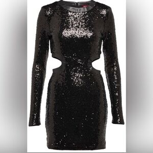 STAUD Black Sequin Mini Dolce Dress
